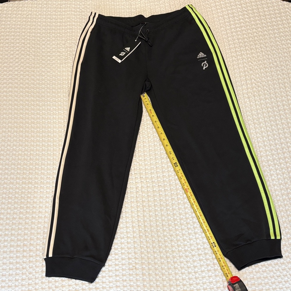 adidas Women’s Black Joggers with Green and White Stripes